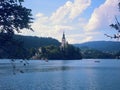 A view to the church Lake Bled Royalty Free Stock Photo
