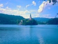 A view to the church Lake Bled Royalty Free Stock Photo