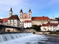 View to church St. Michael over river Steyr, Upper Austria