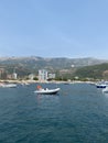 View to the city of Budva, Montenegro from the sea