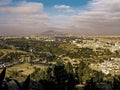 View to city of Marrakesch in early morning with atlas mountains