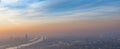 View to city of Vienna with river Danube in sunrise Royalty Free Stock Photo