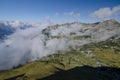 View to cloudy Rofan Alps, The Brandenberg Alps, Austria, Europe