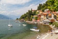 View to the Como lake shore in Varenna town, Italy Royalty Free Stock Photo
