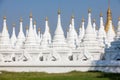 View to the complex of Kuthodaw pagoda near Mandalay, Myanmar