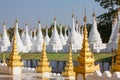 View to the complex of Kuthodaw pagoda near Mandalay, Myanmar