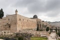 View to the corner of the Temple Mount, Al Aqsa Mosque and the Minaret over the Islamic Museum in the Old Town of Jerusalem in