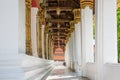View to corridor with columns and lanterns in Temple of Emerald Buddha Royalty Free Stock Photo