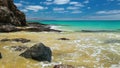 View to Costa Calma sandy beach in the south of Fuerteventura, second biggest Canary island, Spain.