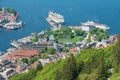 View to the cruise ships harbor from Floyen hill in Bergen, Norway. Royalty Free Stock Photo