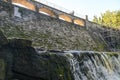 View to Dam on the Lomnica River, semicircular dam with five overflows, on the Lomnica River, in Karpacz, Poland Royalty Free Stock Photo