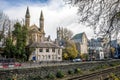 A view to Denburn Road and scenic gothic architecture of Aberdeen city centre from Union Terrace Gardens, Scotland