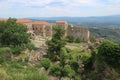 View to Despot`s Palace in abandoned ancient town of Mystras, Peloponnese, Greece