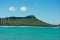 View to Diamond Head from Waikiki Beach Royalty Free Stock Photo