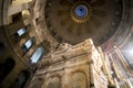 View to the dome over the tomb of Jesus Christ in the Church of Holy Sepulchre in Jerusalem