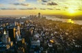 View to downtown Manhattan with the twin towers the World Trade Royalty Free Stock Photo