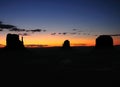 View To The East Mitten Butte, Merrick Butte And West Mitten Butte In The Monument Valley Arizona In The Morning Before Sunrise Royalty Free Stock Photo