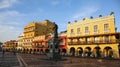 View to an ensemble of colorful historic buildings on a sunny day in Cartagena, Colombia, Unesco World Heritage Royalty Free Stock Photo