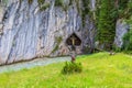 View to the entrance of the gorge Leutaschklamm near Mittenwald, Germany