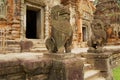 View to the entrance to the ruins of the Preah Ko Temple in Siem Reap, Cambodia. Royalty Free Stock Photo