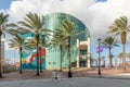 view to facade of famous aquarium in New Orleans at the harbor area, Louisiana, USA