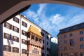 View to the famous Golden Roof -Goldenes Dachl- in Innsbruck, Austria. The roof was built in the 15th century in honor of Royalty Free Stock Photo