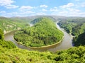 View to famous saar loop from viewpoint cloef, german landscape