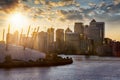 View to the financial district of London, Canary Wharf, United Kingdom Royalty Free Stock Photo