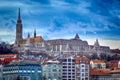 Fisherman bastion and Danube river, Budapest. Royalty Free Stock Photo