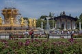 View to fountain of Friendship of peoples and Central pavilion at VDNKH Royalty Free Stock Photo