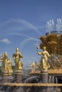 View to fountain of Friendship of peoples and Central pavilion at VDNKH Royalty Free Stock Photo