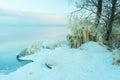 View to frozen beach