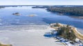 View to the frozen sea and islands, Sarkisalo, Salo, Finland Royalty Free Stock Photo