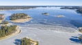 View to the frozen sea and islands, Sarkisalo, Salo, Finland Royalty Free Stock Photo