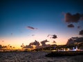 View to Funchal`s seaport at night. Madeira Island, Portugal. Royalty Free Stock Photo