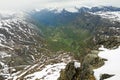 View to Geiranger fjord from the top of Dalsnibba mountain in Geiranger, Norway. Royalty Free Stock Photo