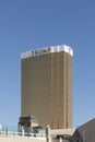 View to golden facade of Trump tower and hotel in Las Vegas