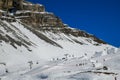 View to the gondola and snow slopes at Madonna di Campiglio Ski Resort.