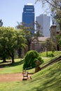 A view to Government House and Perth City Center from the landscaped gardens Royalty Free Stock Photo