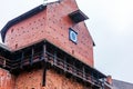 View to The Great Semi-round Tower of one of the oldest visible castles in Latvia - Turaida castle from below