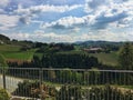 view to green fields and houses