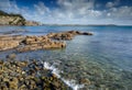 View to Gribbin Head from Porthpean beach, Cornwall