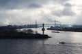 View to Hamburg port from Docklands Royalty Free Stock Photo