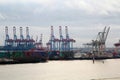 View to Hamburg port from Docklands Royalty Free Stock Photo