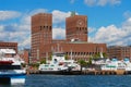 View to the harbor and city hall building in Oslo, Norway. Royalty Free Stock Photo