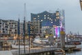 View to harbor of Hamburg and famous Elb Philharmony