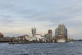 View to harbor of Hamburg with historic Cap San Diego and famous Elb Philharmony