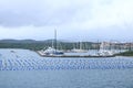 A view to the harbor of Olbia from the sea on a cloudy day, Sardinia, Italy Royalty Free Stock Photo