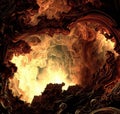 view into to hell, infernal hot cave lava and fire Royalty Free Stock Photo