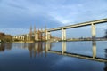 View to highway bridge over river Main in marktbreit Royalty Free Stock Photo